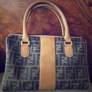 Authentic Fendi Vintage Brown Monogram Boston Bag